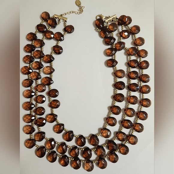 DANIELLE STEVENS GLASS TEARDROP BEADED TRIPLE STRAND NECKLACE - Picture 2 of 13